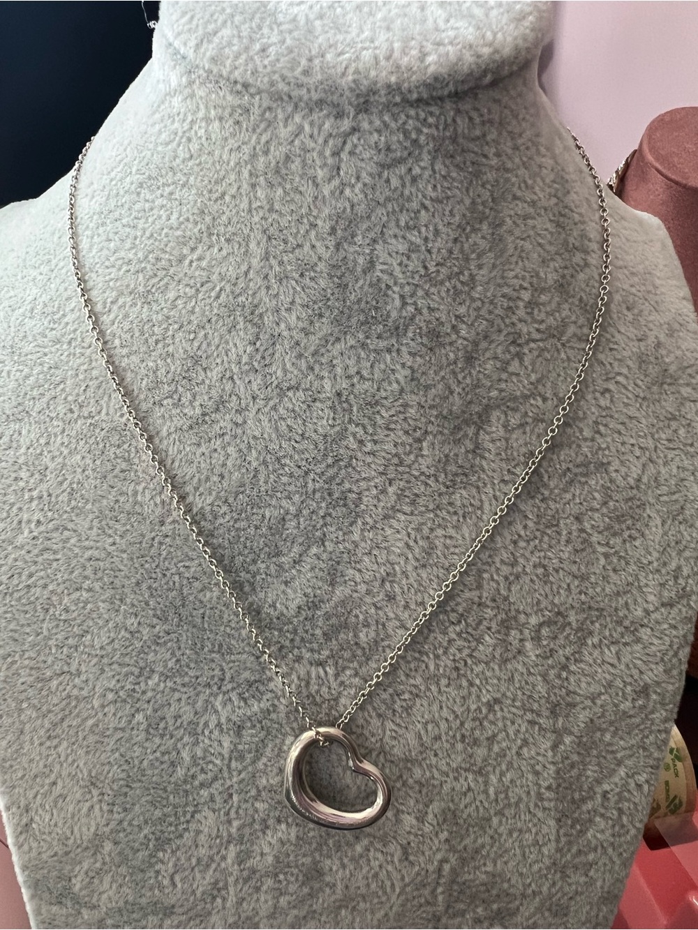 Sterling Silver Tiffany & Co Open Heart Pendant Necklace - Women Jewelry